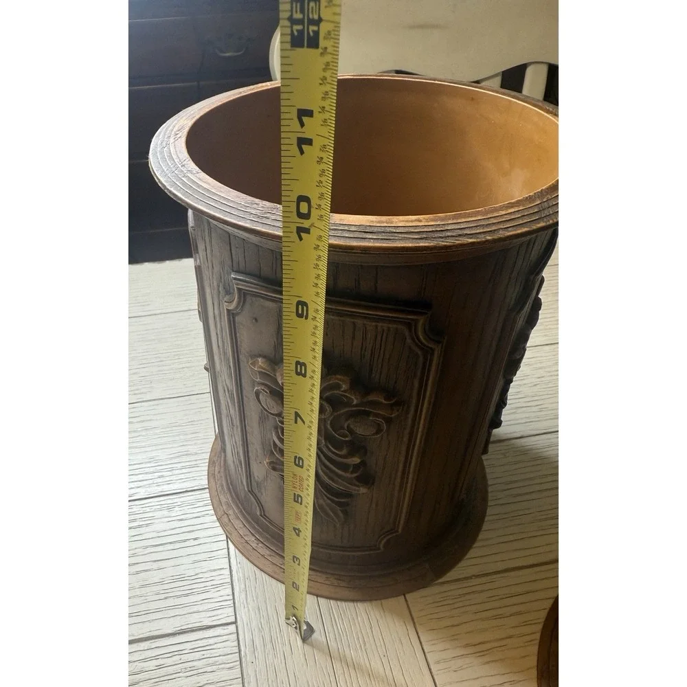 Set Of 2 VIntage Vistron Faux Wood Molded Plastic Canisters with Lids. Mushrooms